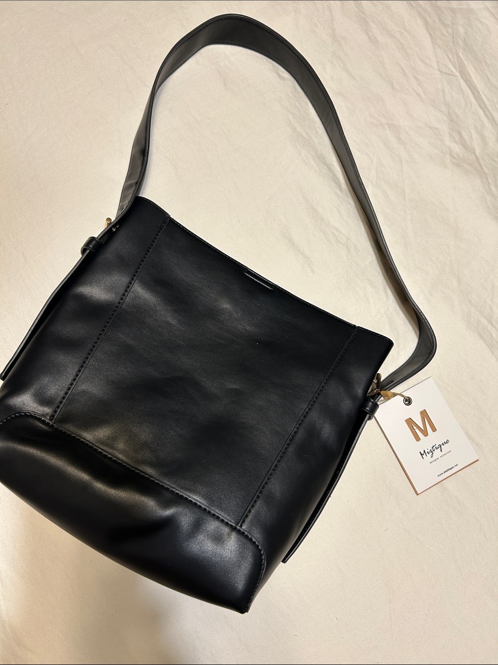 Miztique Black Leather Shoulder Bag